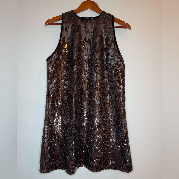 ZARA LIMITEDĀ EDITION SEQUIN DRESSāCHOCOLATEāBROWNāSIZEāMEDIUM - Picture 4 of 7